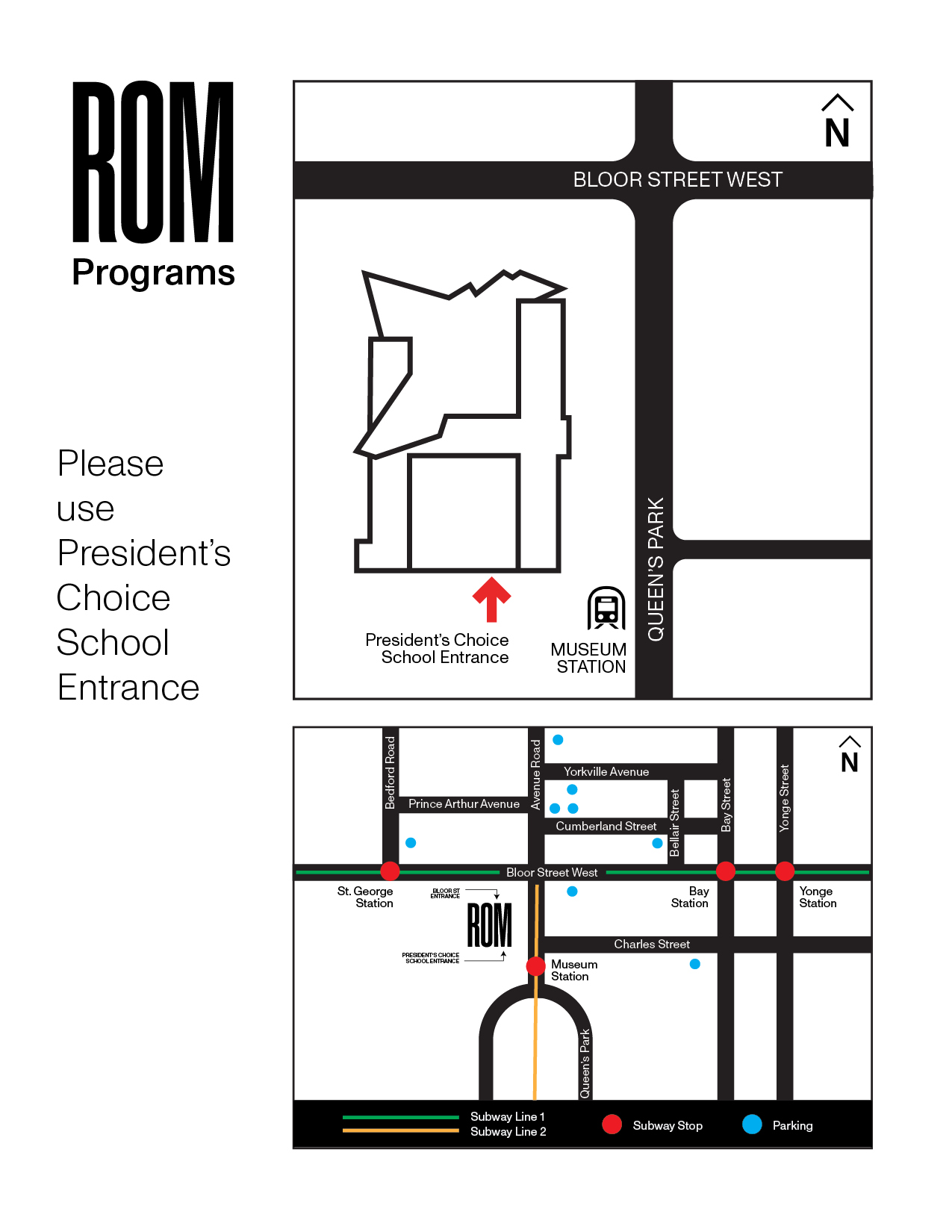 ROM Map: Street map and building layout with school entrance.