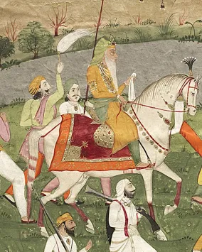Painted Image of a man on a horse.