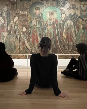 Looking at the mural in the ROM's Bishop White Gallery