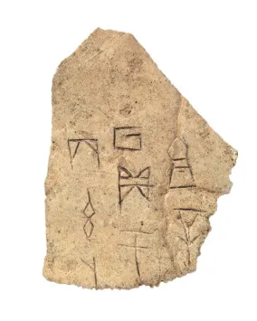 Oracle bones (inscribed bone), Shang Dynasty, China, 1400 - 1050 BCE, (960.237.2225, 960.237.542)
