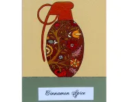 Illustration of a jug container with a red floral pattern.
