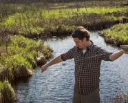 Sebastian Kvist setting a leech trap in Lake Vermilion.
