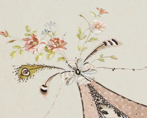 Detail of a dress attributed to Marie-Antoinette. 