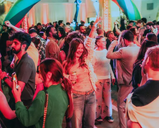 A group of people dancing.