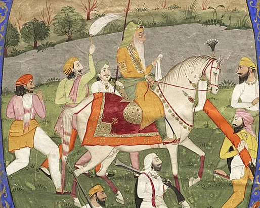 Painted Image of a man on a horse.