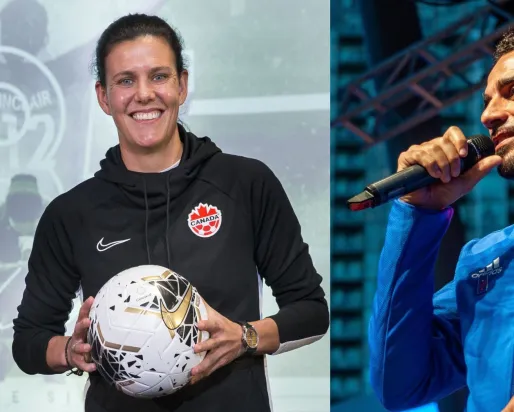 Christine Sinclair and Dwayne De Rosio, Photo Credit: Envision Sports and Entertainment