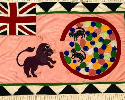 Art, honneur, ridicule : Drapeaux Asafo du sud du Ghana. Artiste non identifié, Saltpond Workshop c. 1980. Musée royal de l'Ontario.
