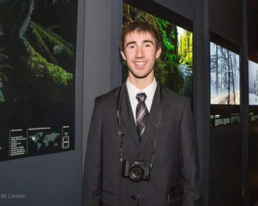 Connor Stefanison at the Wildlife Photographer of the Year Exhibition at Natural History Museum, UK
