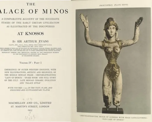 The front pages of The Palace of Minos volume 4, published by Sir Arthur Evans in 1935
