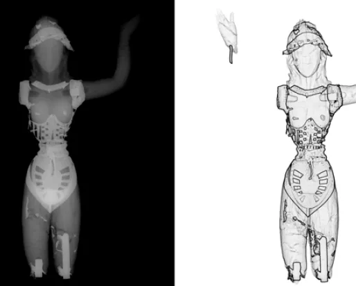X-ray image of the ROM goddess (still 'fully' dressed)
