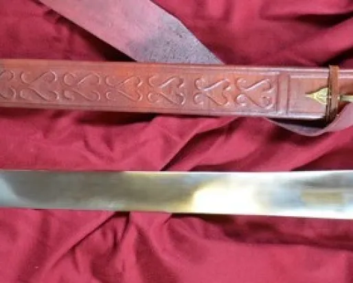 The finished sword reproduction, with scabbard.
