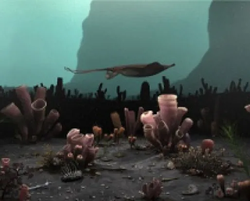 ancient organisms swim in an ocean
