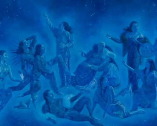 Kent Monkman: Constellation of Knowledge, 2022, Acrylic on canvas, 93” x 124”, Image courtesy of the artist
