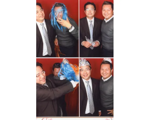 Hon Lu with his cousin, Shanobi Lam, at their cousin’s wedding.