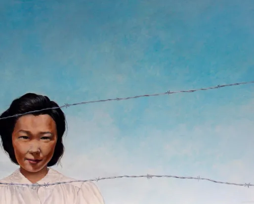 Painting of young girl (Lillian Michiko Blakey).