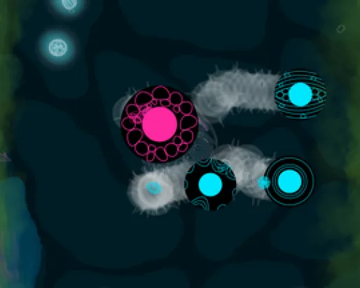 colourful disks pull an ancient organism through the water
