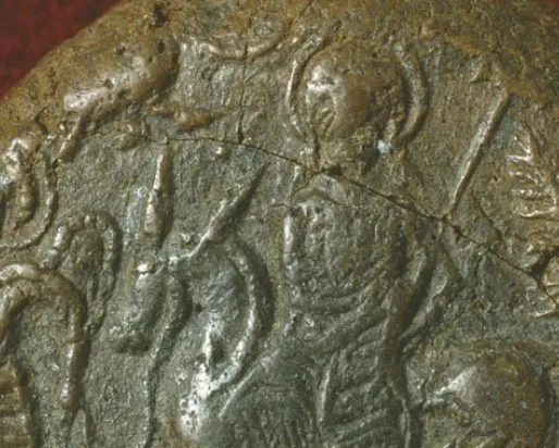 Détail du jeton de pèlerinage.
