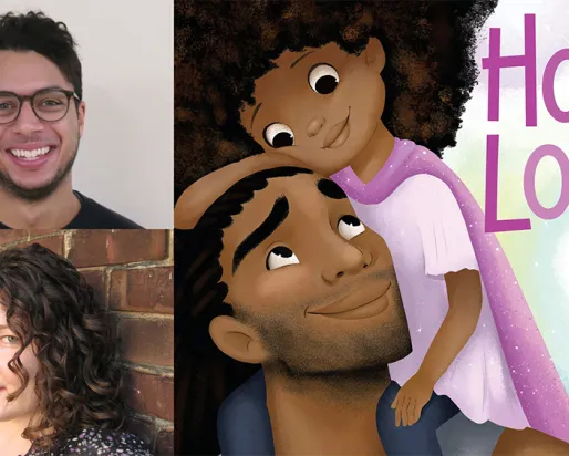 Sarah Elliott et Christian Blake avec la couverture du livre Hair Love.
