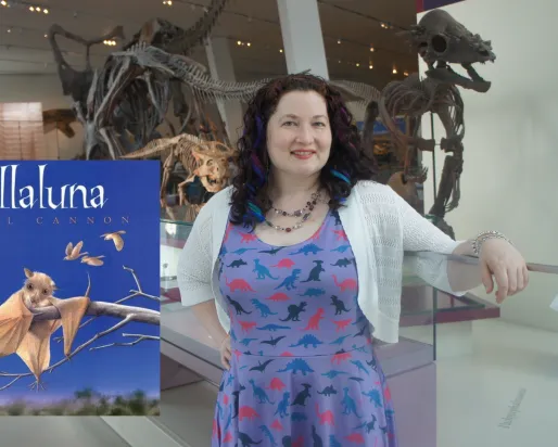 Sarah Elliott with Stellaluna book cover.

