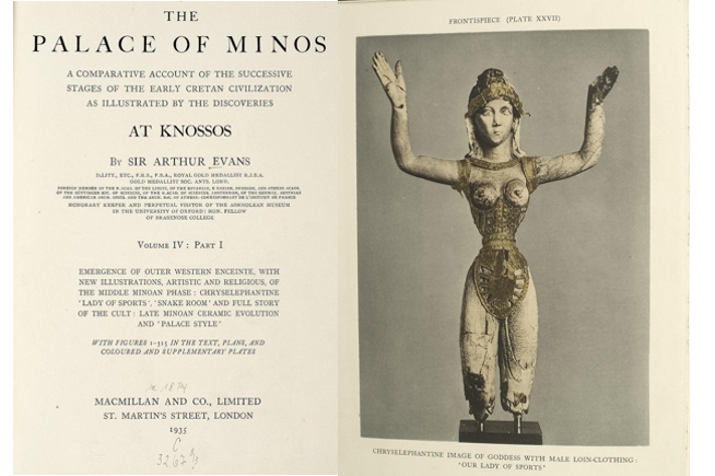 The front pages of The Palace of Minos volume 4, published by Sir Arthur Evans in 1935