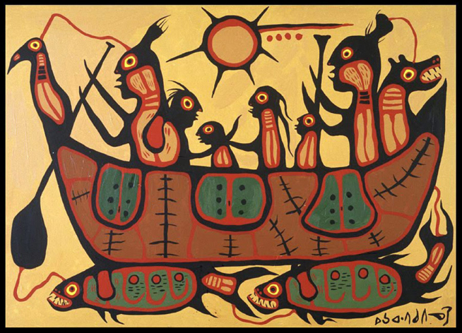 Image of "Migration", acrylic painting by Norval Morrisseau