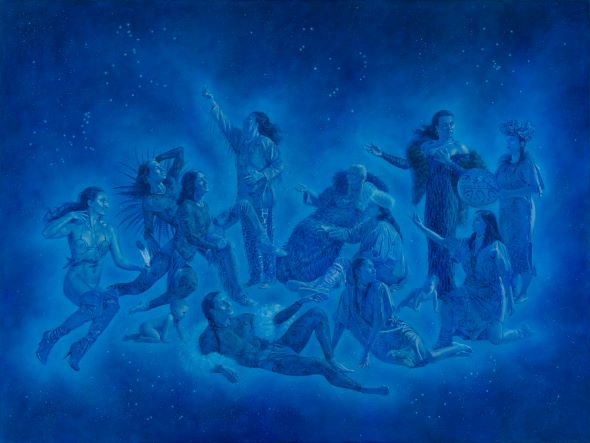 Kent Monkman: Constellation of Knowledge, 2022, Acrylic on canvas, 93” x 124”, Image courtesy of the artist