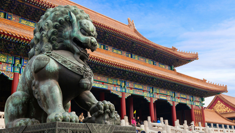 The Hall of Supreme Harmony is the largest hall within the Forbidden City in Beijing, China.