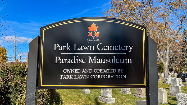 Park Lawn Cemetery Sign. Photo credit - Paul Vaculik