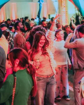 A group of people dancing.