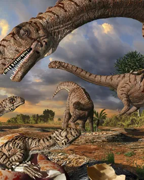 ROM image: Massospondylus mural by Julius Csotonyi.