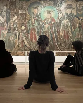 Looking at the mural in the ROM's Bishop White Gallery