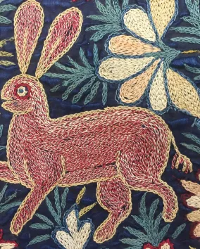 Detail, Colcha, Silk embroidery on silk cloth, Philadelphia Museum of Art Collection