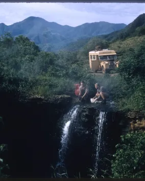 Filmmaker Bristol Foster and Artist Robert Bateman by Waterfall.