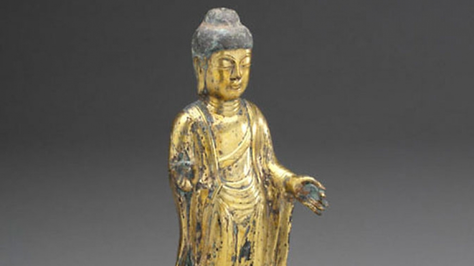 Statue bouddha (Bronze doré), Corée, 8th century AD.