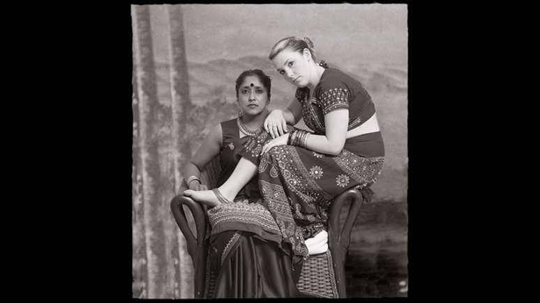 Black and white image of three women