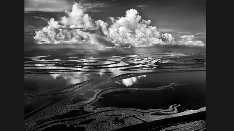 Black and white photo of landscape
