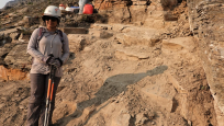 Maryam Akrami, Invertebrate Palaeontology Collections Technician in the field. 