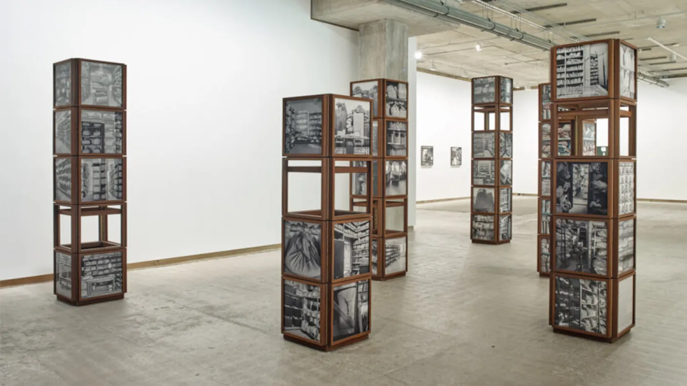 Dayanita Singh photography installation in an exhibition space.
