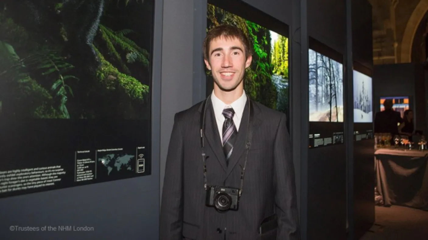 Connor Stefanison at the Wildlife Photographer of the Year Exhibition at Natural History Museum, UK
