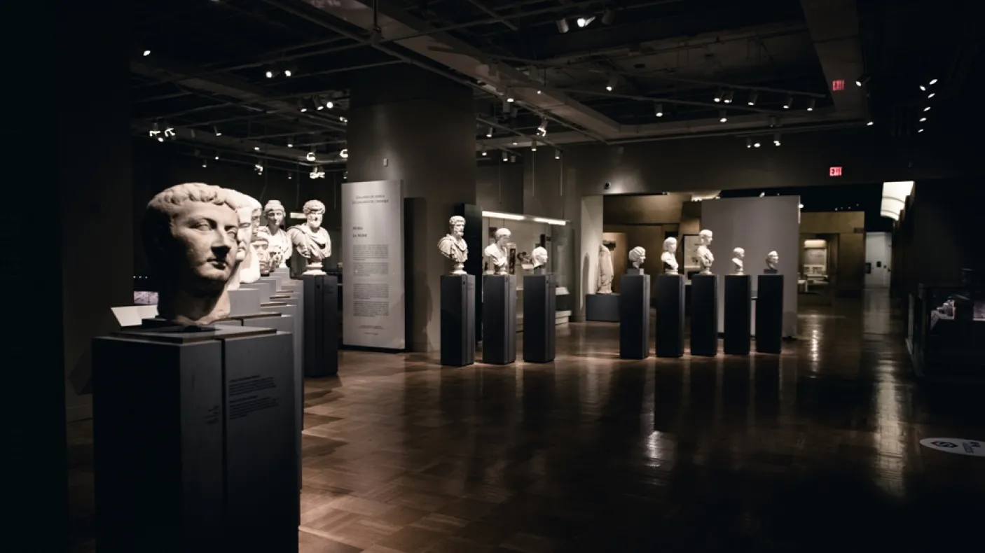 Photo of Roman Portrait Busts on level 3 at the Royal Ontario Museum

