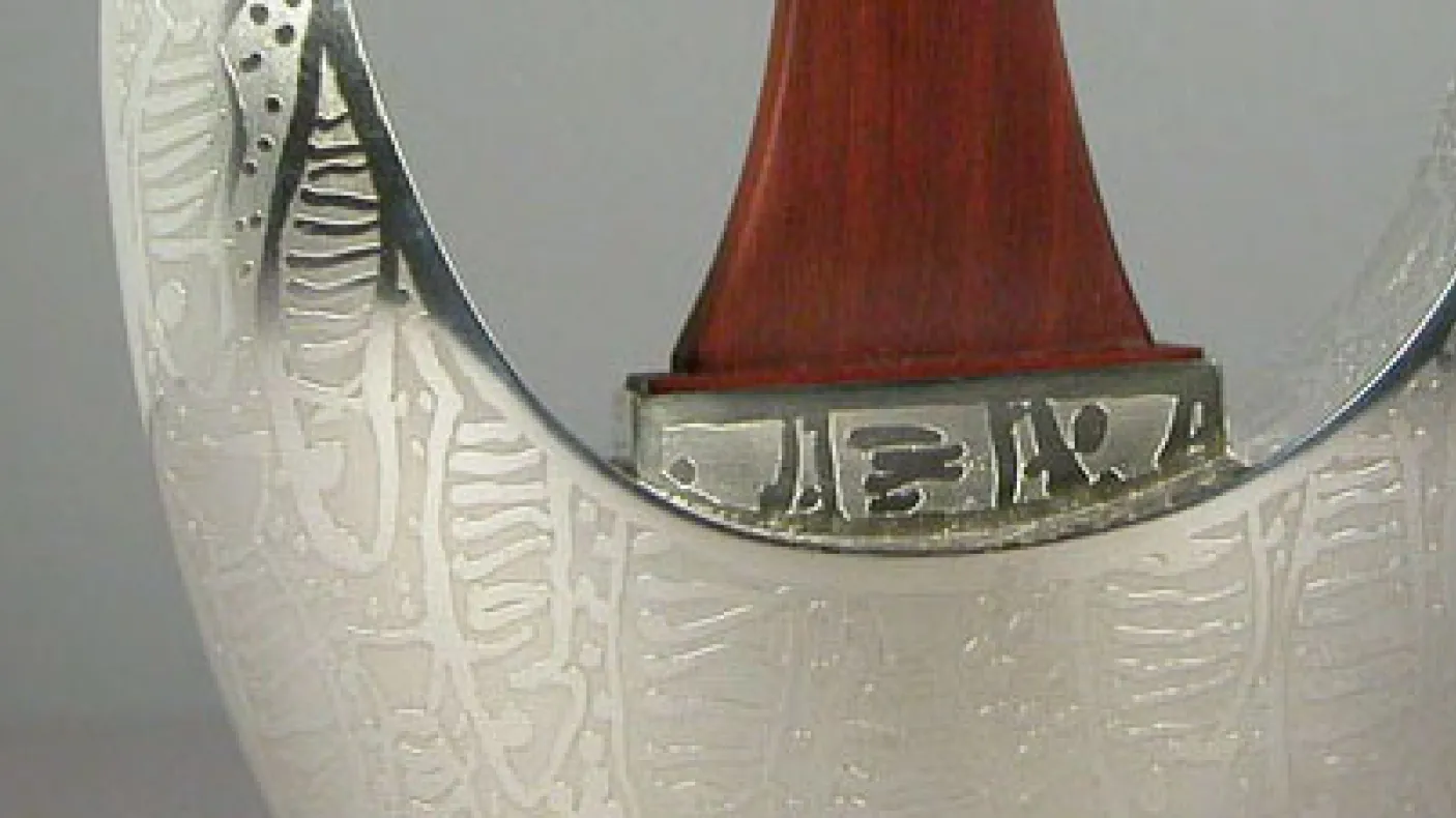 detail of silver teapot
