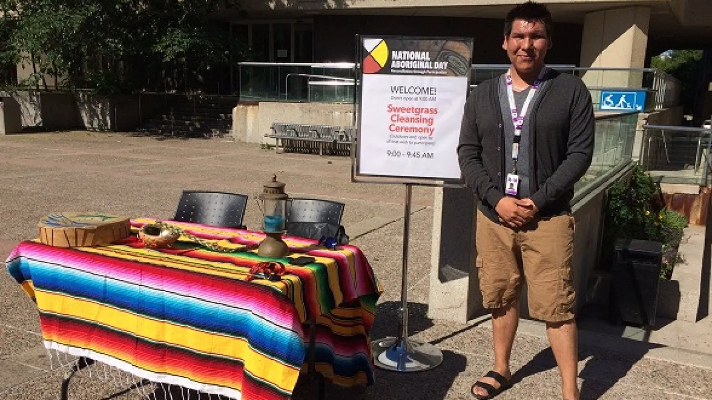 Welcome table outside entrance to the event.
