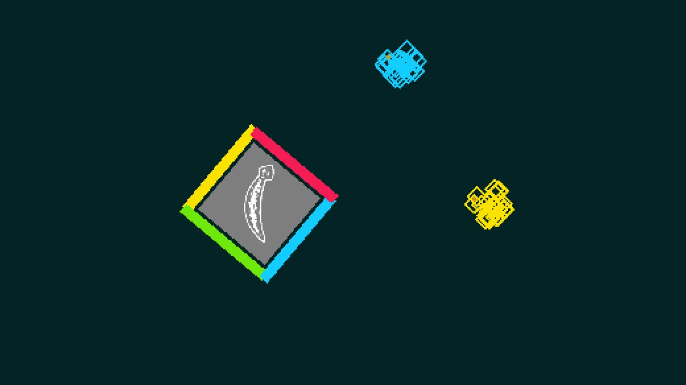coloured blocks approach a square with coloured sides
