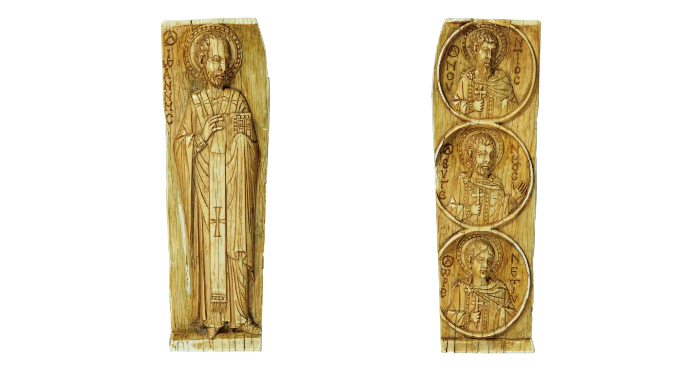 Imperial Court ivory panel, front and back.