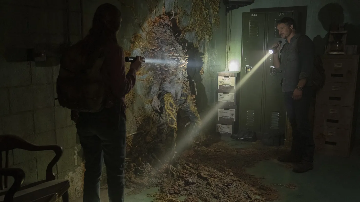 Image of two people from HBO show The Last of Us.