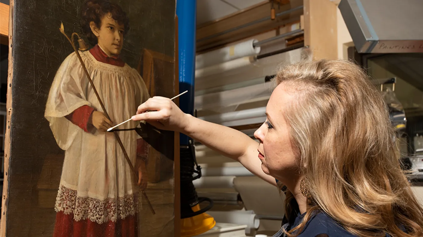 Senior Conservator Heidi Sobol in her workshop. 