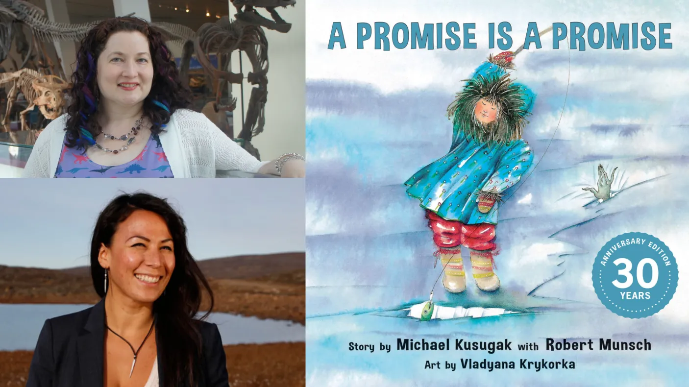 Sarah Elliott and Sarabeth Holden with A Promise is a Promise book cover.
