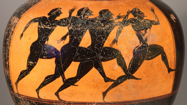 Panathenaic Amphora, Attic Black-Figure (earthenware), Archaic period, Attica, Greece, 525 - 500 BC