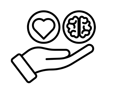 Icon of a Hand Holding a Heart and Brain