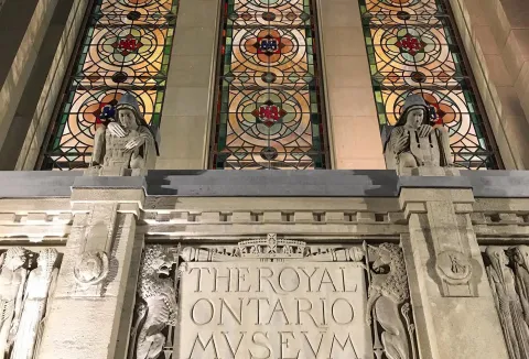 Queen's Park entrance architecture Image of the exterior Queen's Park entrance stained glass windows and architecture